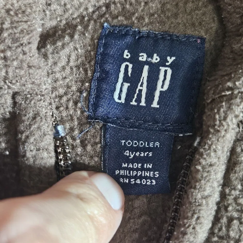 Baby Gap Vintage Y2K Fleece Zip Up Hoodie Jacket Brown Pink Toddler 4T 4 Years